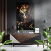 Tiger as a Gentleman Brushed Aluminum Dibond Wall Art.